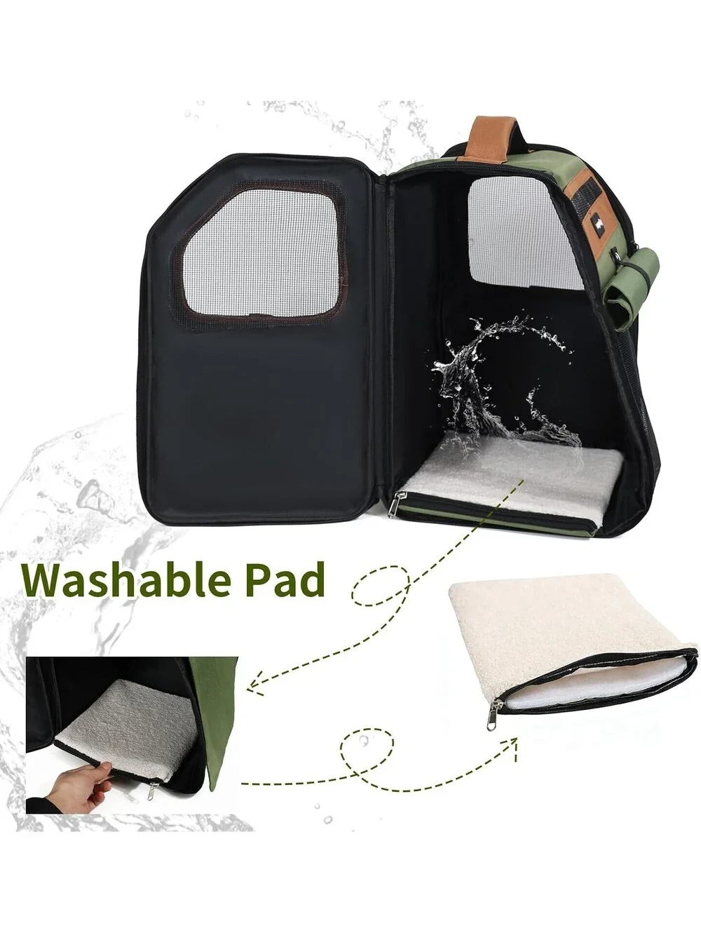 Cat Backpack Carrier Breathable Mesh Travel Bag Small Dog Pet Green 16.5